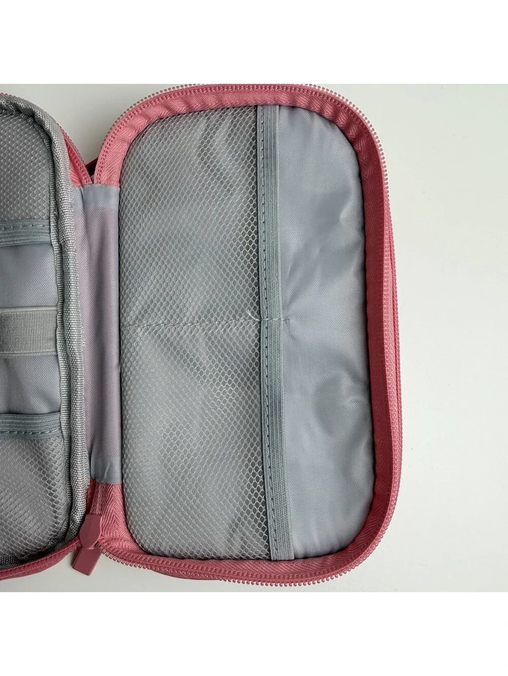 Pink Travel Electronics Organizer Case Cable Charger Cord Storage Wrist Strap